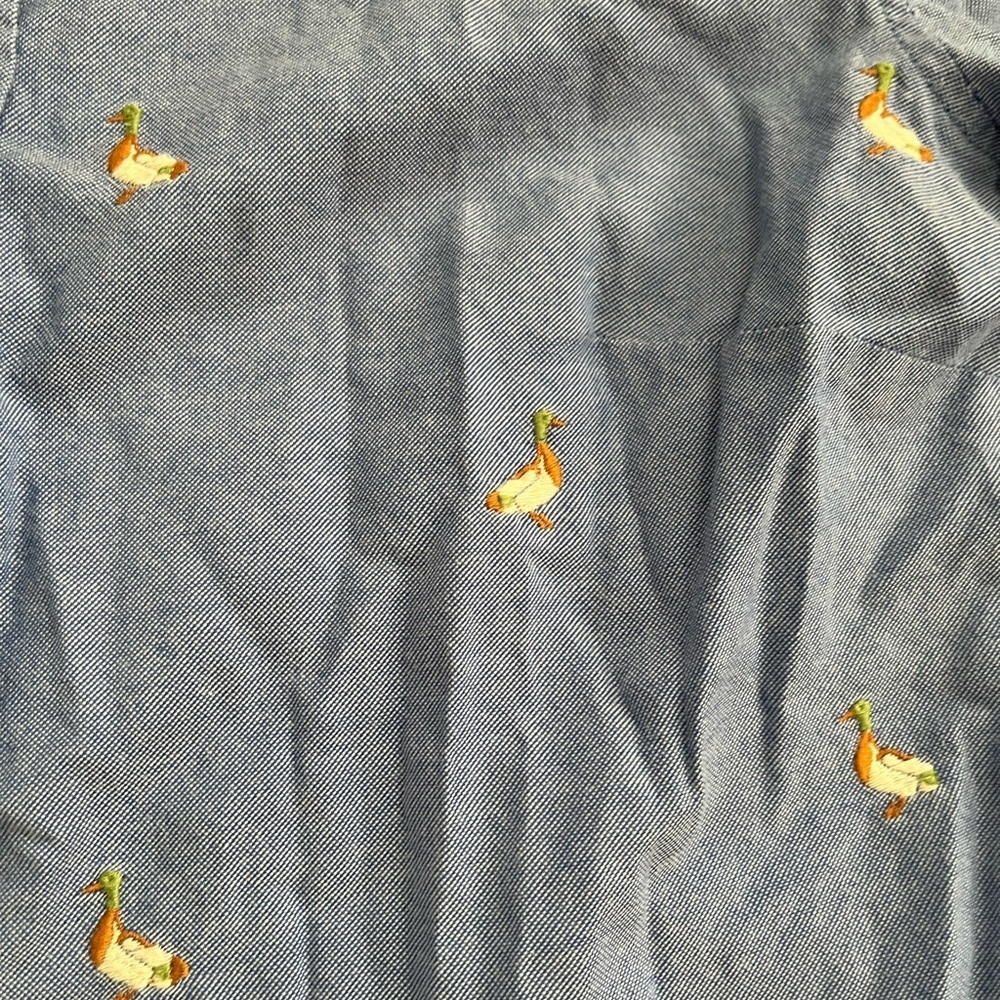 Talbots blue oxford duck embroidered button-up shirt - Picture 3 of 5